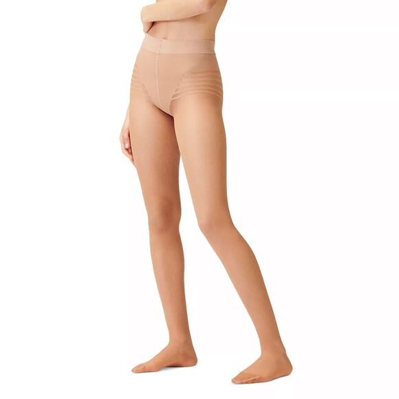 ITEM M6 Tights L1 Size Medium Invisible 15 Stripes Panty Suntan Transparent NWT